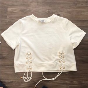 White cropped top